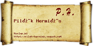 Pilák Hermiás névjegykártya